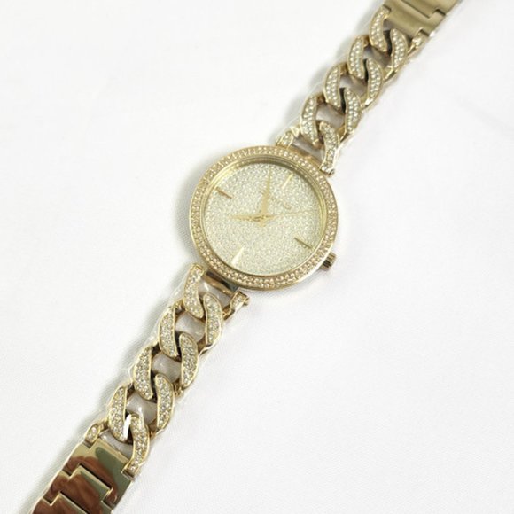 NEW Michael Kors Catelyn Chain Pave Glitz Gold Rhinestone Watch MK4674 NWT Box main image 4